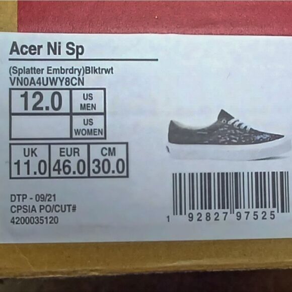 Vans NIB Acer low top embroidered Splatter paint detail - Picture 7 of 7